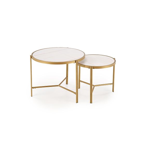 FATIMA set of 2 tables, white marble / gold (1p=1pc)