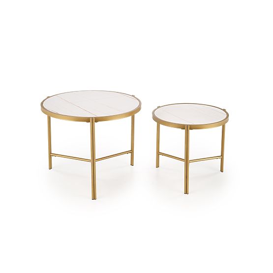 FATIMA set of 2 tables, white marble / gold (1p=1pc)