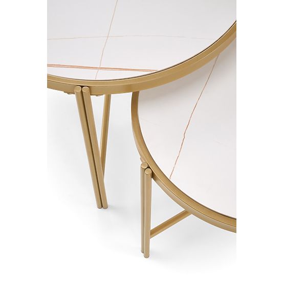 FATIMA set of 2 tables, white marble / gold (1p=1pc)