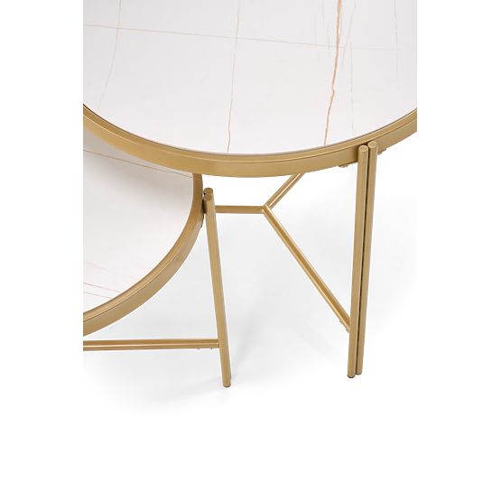 FATIMA set of 2 tables, white marble / gold (1p=1pc)