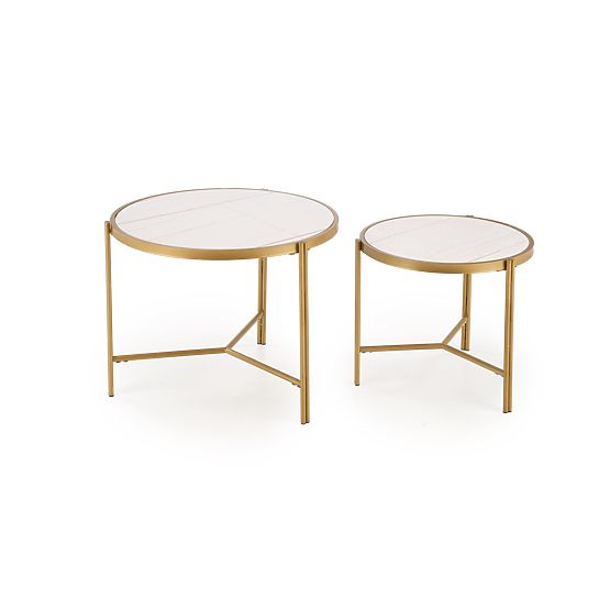 FATIMA set of 2 tables, white marble / gold (1p=1pc)