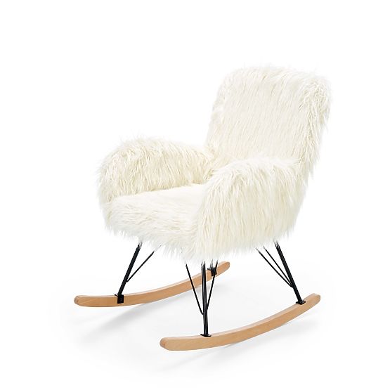 Faux fur rocking chair AUSTIN - cream