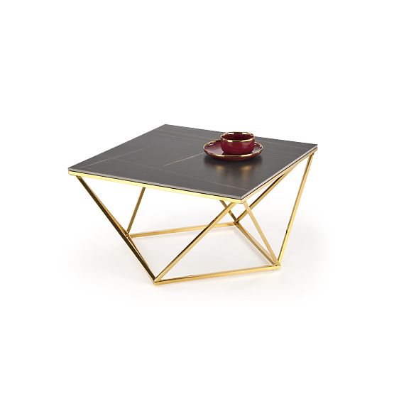 FELICIA coffee table frame - gold, top - black marble (2p=1pc)