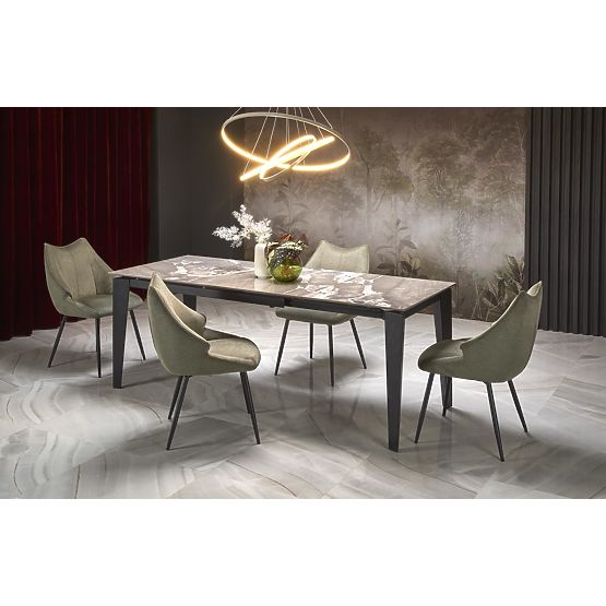 FELIX extendable table, top - gray marble, legs - black (2p=1pc)