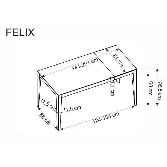 FELIX extendable table, top - gray marble, legs - black (2p=1pc)