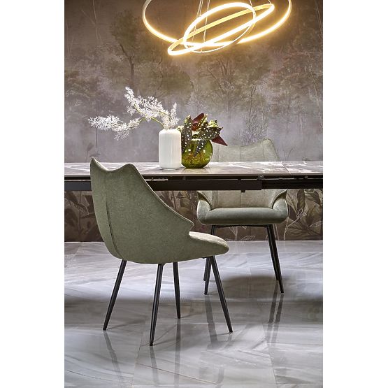 FELIX extendable table, top - gray marble, legs - black (2p=1pc)