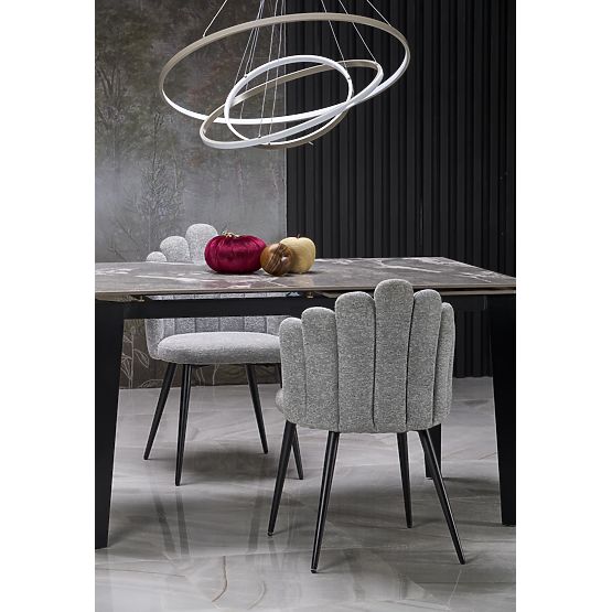 FELIX extendable table, top - gray marble, legs - black (2p=1pc)