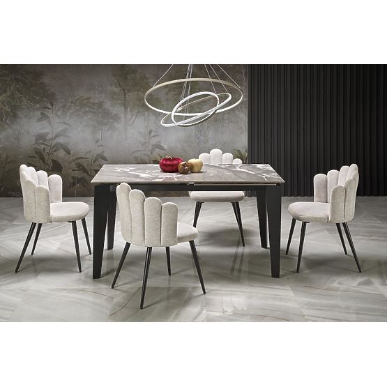 FELIX extendable table, top - gray marble, legs - black (2p=1pc)