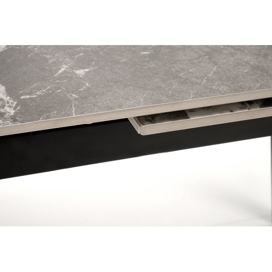 FELIX extendable table, top - gray marble, legs - black (2p=1pc)