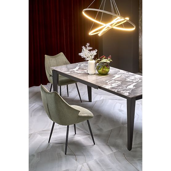 FELIX extendable table, top - gray marble, legs - black (2p=1pc)