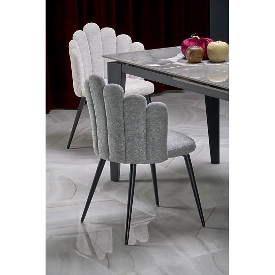 FELIX extendable table, top - gray marble, legs - black (2p=1pc)
