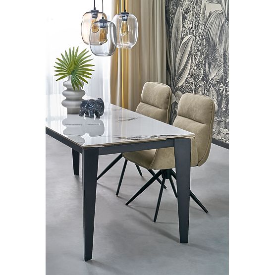 FELIX Extendable Table, Top - White Marble, Legs - Black (2p=1pc)