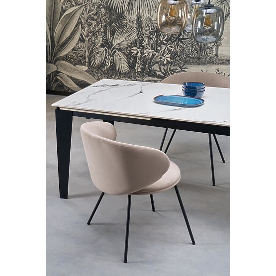 FELIX Extendable Table, Top - White Marble, Legs - Black (2p=1pc)