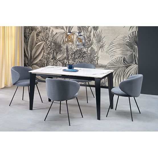 FELIX Extendable Table, Top - White Marble, Legs - Black (2p=1pc)