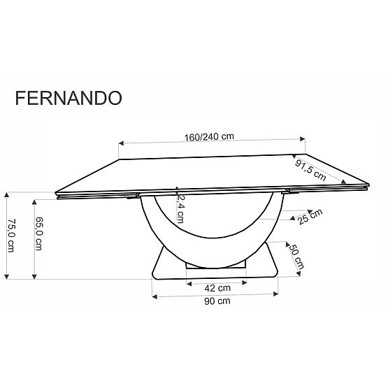 FERNANDO Extendable Table, Top - White Marble, Legs - Black (3p=1pc)