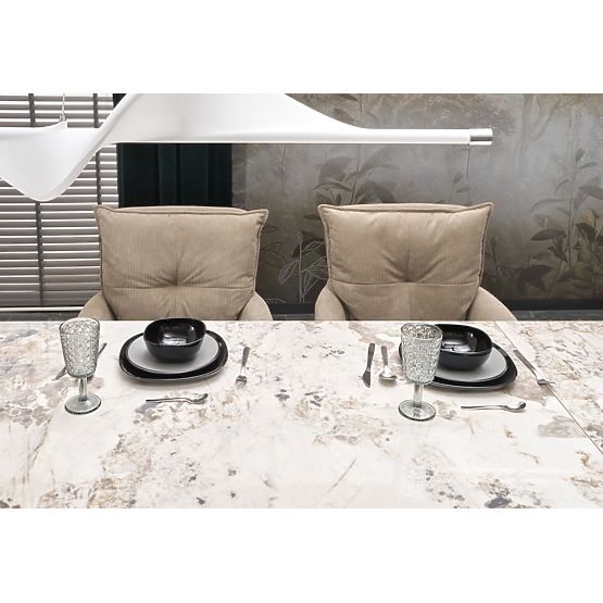 FERNANDO Extendable Table, Top - White Marble, Legs - Black (3p=1pc)
