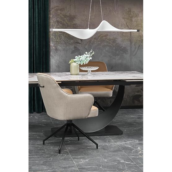 FERNANDO Extendable Table, Top - White Marble, Legs - Black (3p=1pc)
