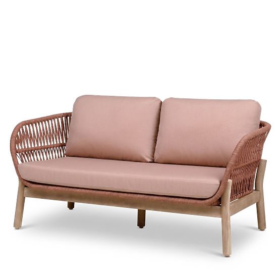 Fiorentino Garden Furniture Set Teak Look, Weave, Light Acacia Wood FSC, Terracotta, Rounded