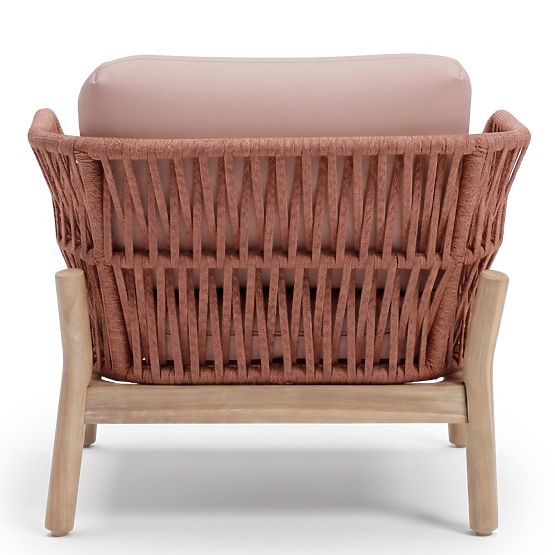 Fiorentino Garden Furniture Set Teak Look, Weave, Light Acacia Wood FSC, Terracotta, Rounded
