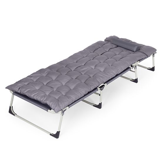 Fishing Garden Folding Lounger with Mattress and Pillow Gray MultiGarden