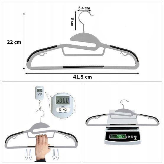 Flexi Hanger Set of 10 Pieces Grey-Black