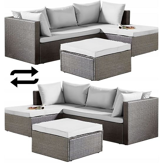 Florencja Garden Furniture Set Gray Sofa Ottoman