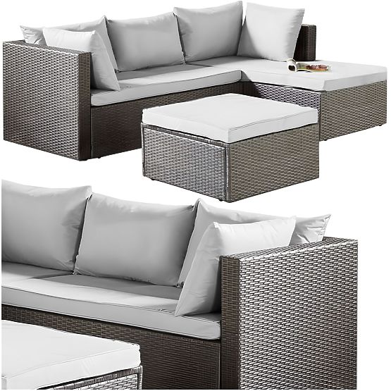 Florencja Garden Furniture Set Gray Sofa Ottoman