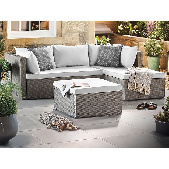 Florencja Garden Furniture Set Gray Sofa Ottoman