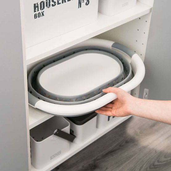Foldable Oval Bowl 50 x 37 cm White-Grey OVAL COMPACT 25L