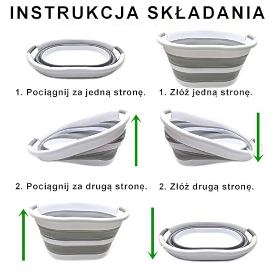 Foldable Oval Bowl 50 x 37 cm White-Grey OVAL COMPACT 25L