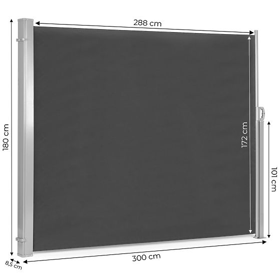 Folding Awning 300x180 cm Side Roller Blind Garden Terrace Anthracite