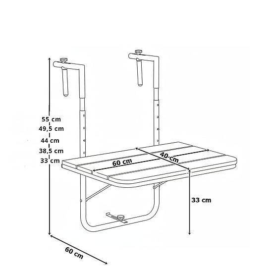 Folding Balcony Table ARETTO Black