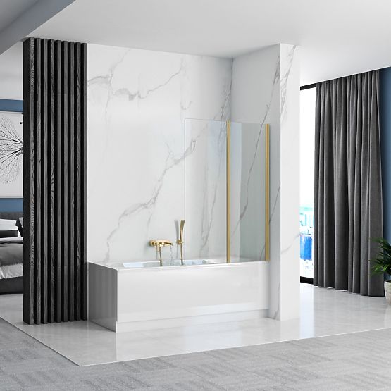 Folding Bath Screen Rea Agat-2 100 GOLD BRUSHED