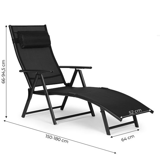 Folding Beach Garden Lounger with Adjustable Backrest, Steel Frame ModernHome