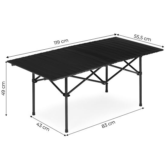 Folding Camping Table 120x55 cm with Bag Black MultiGarden