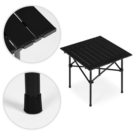 Folding Camping Table 53x55 cm with Bag Black MultiGarden