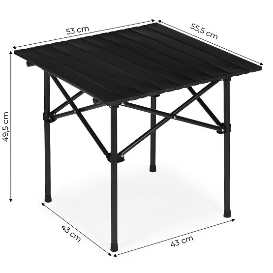Folding Camping Table 53x55 cm with Bag Black MultiGarden