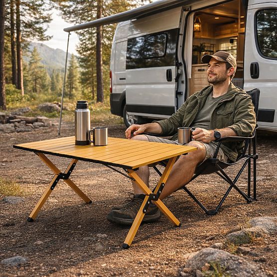 Folding Camping Table 90x60 cm with Bag MultiGarden