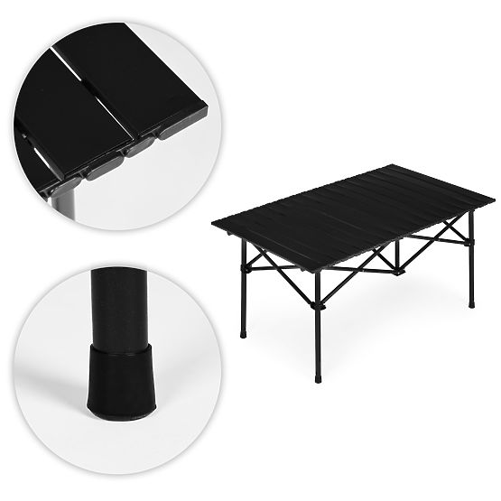Folding Camping Table 95x55 cm with Bag Black MultiGarden