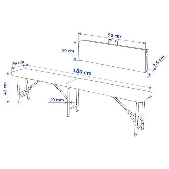 Folding Catering Bench 180 cm Black