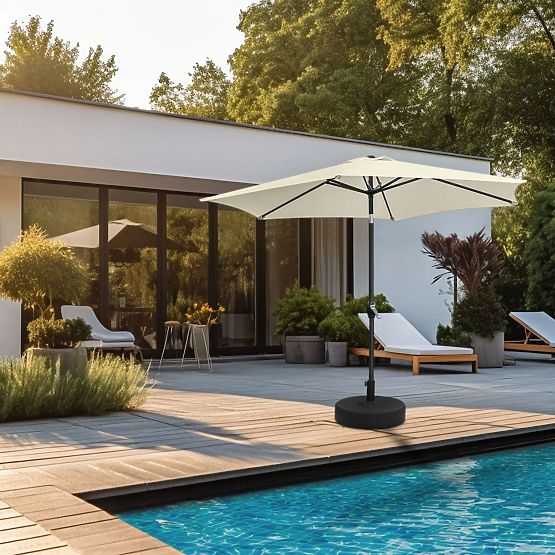 Folding Garden Balcony Umbrella Adjustable 210 cm Beige