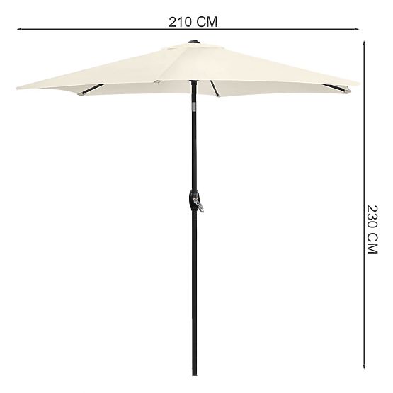Folding Garden Balcony Umbrella Adjustable 210 cm Beige