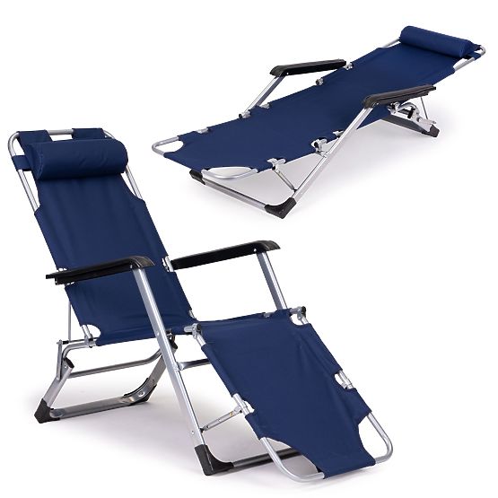 Folding Garden Beach Chair 2-in-1 Lounger