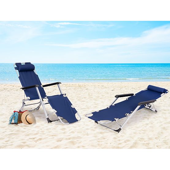 Folding Garden Beach Chair 2-in-1 Lounger