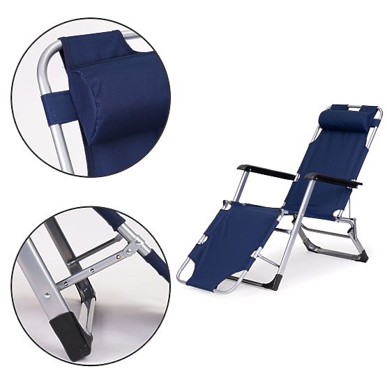 Folding Garden Beach Chair 2-in-1 Lounger