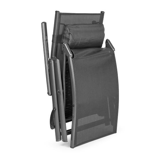 Folding Garden Beach Lounger with Adjustable Backrest, Steel Frame, Gray MultiGarden