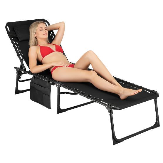 Folding Garden Lounger Adjustable FENIKS Black