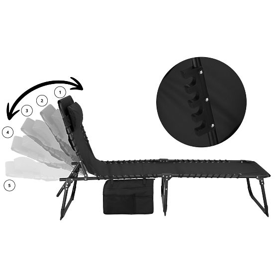 Folding Garden Lounger Adjustable FENIKS Black