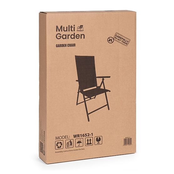 Folding Steel Garden Chair with Adjustable Backrest Black MultiGarden