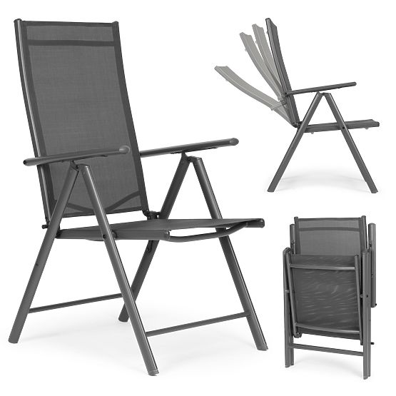 Folding Steel Garden Chair with Adjustable Backrest Grey MultiGarden
